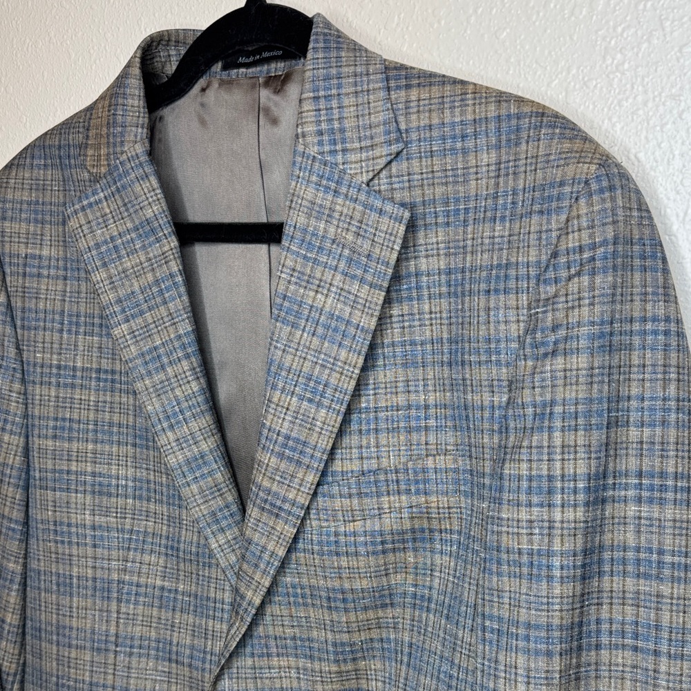 Ralph Lauren Windowpane Wool Silk Linen Blue and Gray Jacket Blazer 40L - Picture 6 of 16
